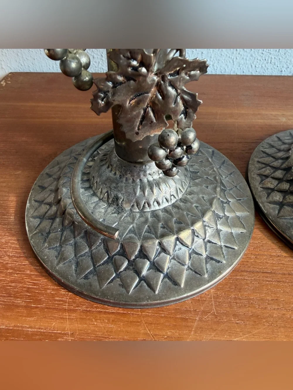 Vintage Studio Silversmiths Ornate Taper/Pillar Candle Holder Grapevine Gothic